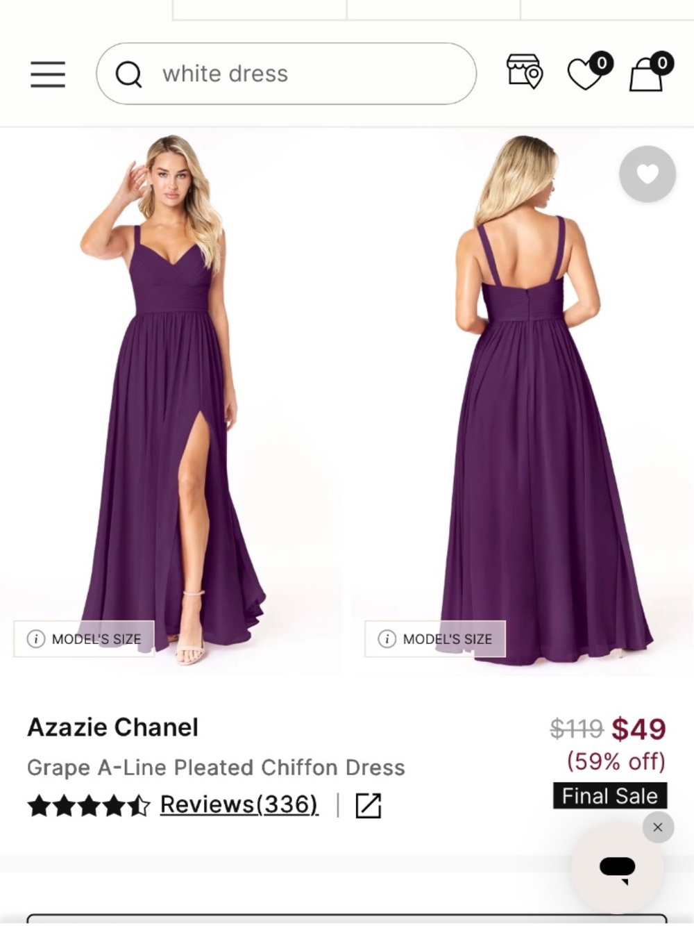 Azazie Chanel Dress – Grape (Size A0)